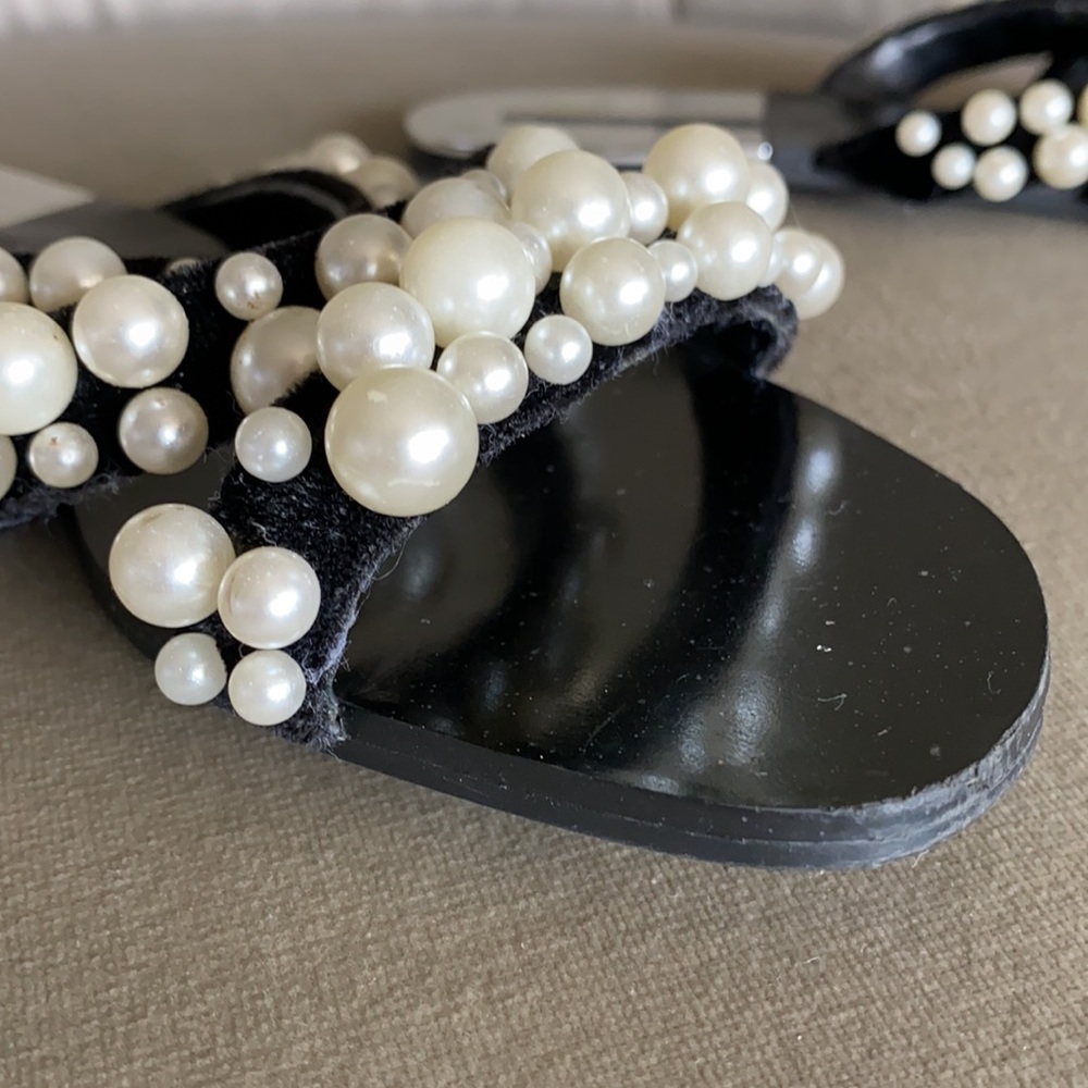 Zara Pearl Slides- Black and Pearl size 38 - Picture 5 of 10